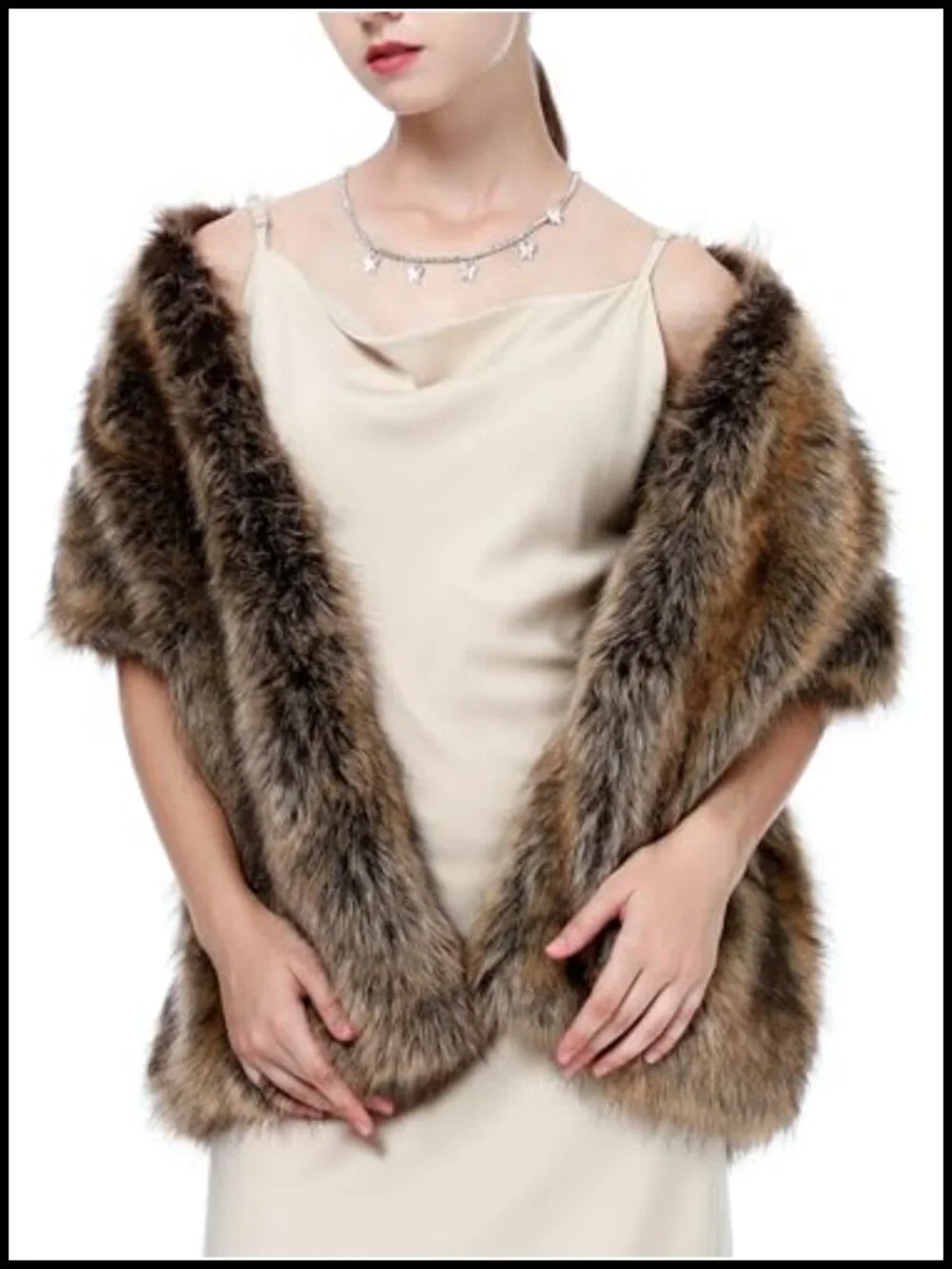 Faux Fur Shawl Cape Wrap Wedding Party Stole Winter Bridal Long Scarf
